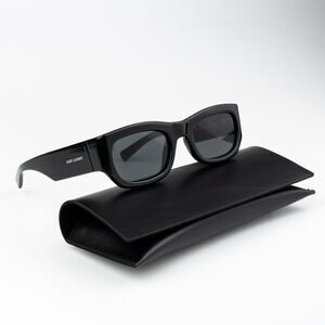 NEW Saint Laurent SL713 001 Black Grey Rectangle Unisex Sunglasses
